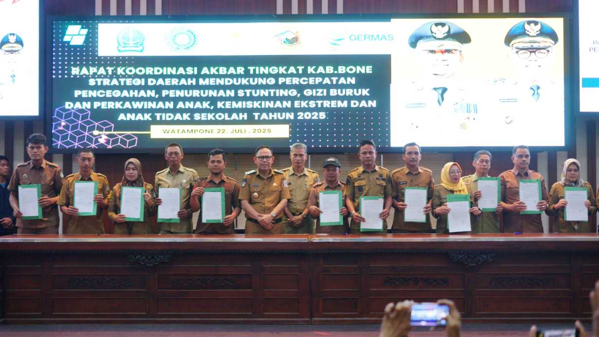 Bupati Bone Pimpin Rakor Via Zoom, Gerakan Bersama Tekan Stunting dan Gizi Buruk 1