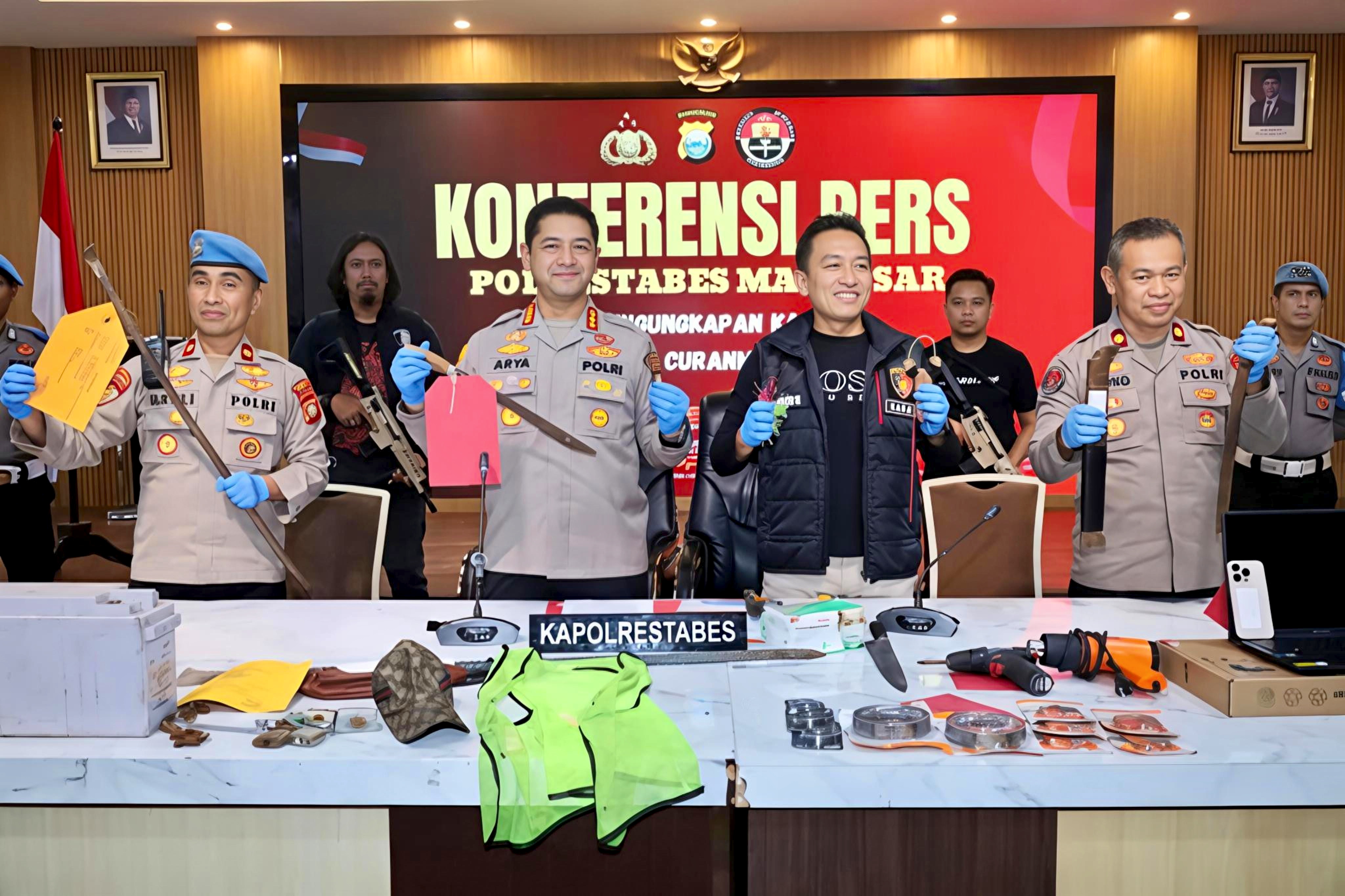Polrestabes Makassar Amankan 38 Pelaku Kriminal dalam Sepekan, Geng Motor dan Pembawa Sajam